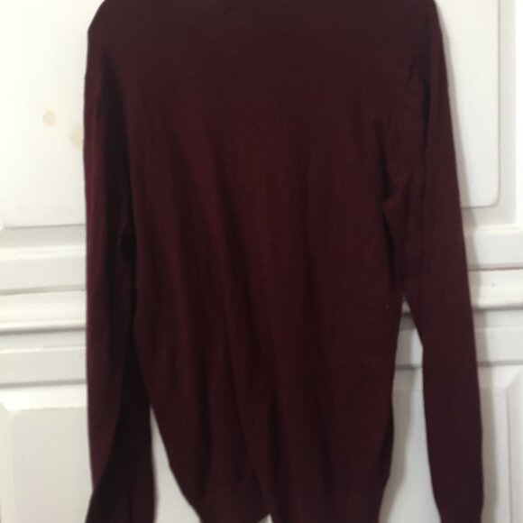 J. Ferrar men's long sleeve burgundy v-neck cotton modal blend sweater size M - Picture 4 of 5